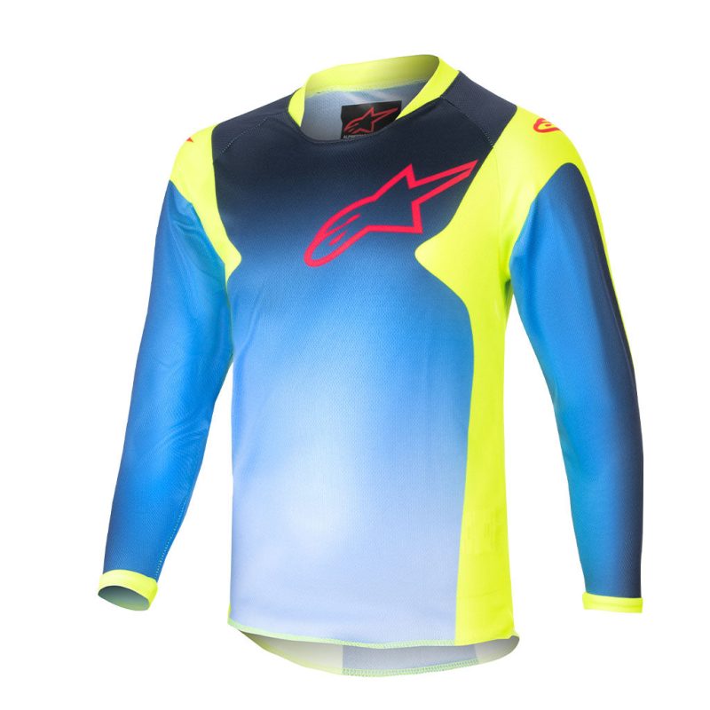 kids racer blue yellow jersey front 1